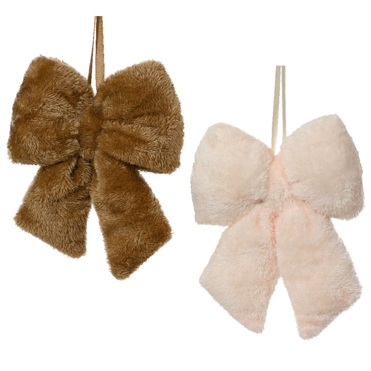 LS-LebenStil Weihnachtsschleifen 2er Set 11cm Creme Beige Fell