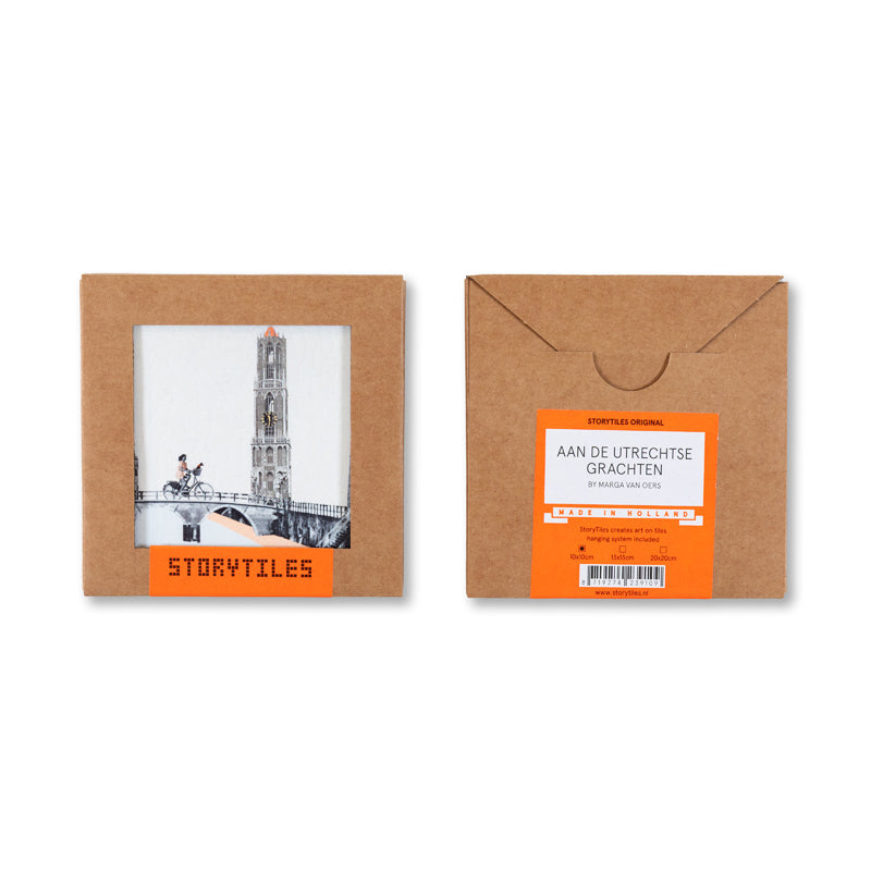 Storytiles Delft Blue Aan de Utrechtse grachten Fliese S 10x10 cm Stadt