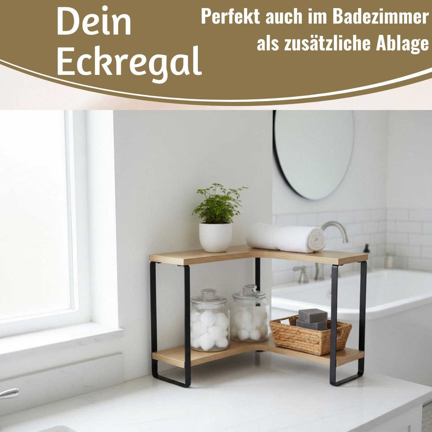 LS-LebenStil Küche Eckregal Holz 30x30cm 2 Ebenen Braun