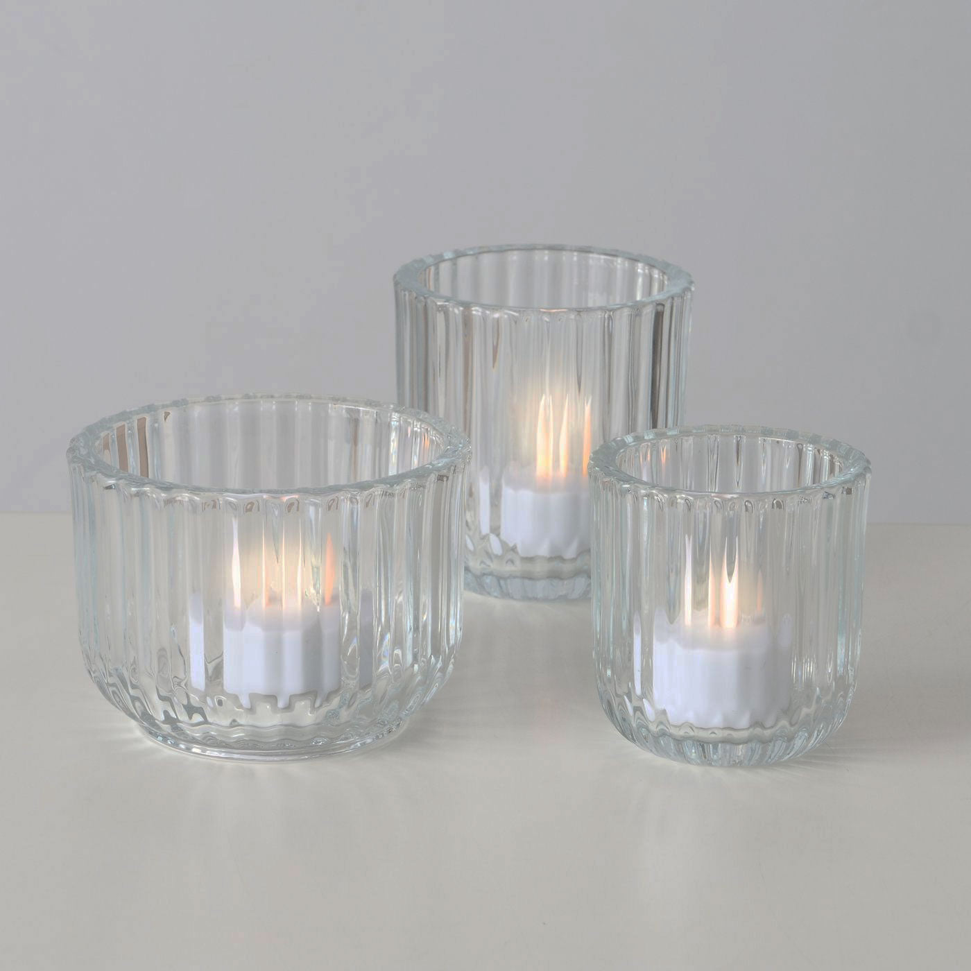 LS-LebenStil Küche & Haushalt 3er Teelichthalter Glas Klar 9cm
