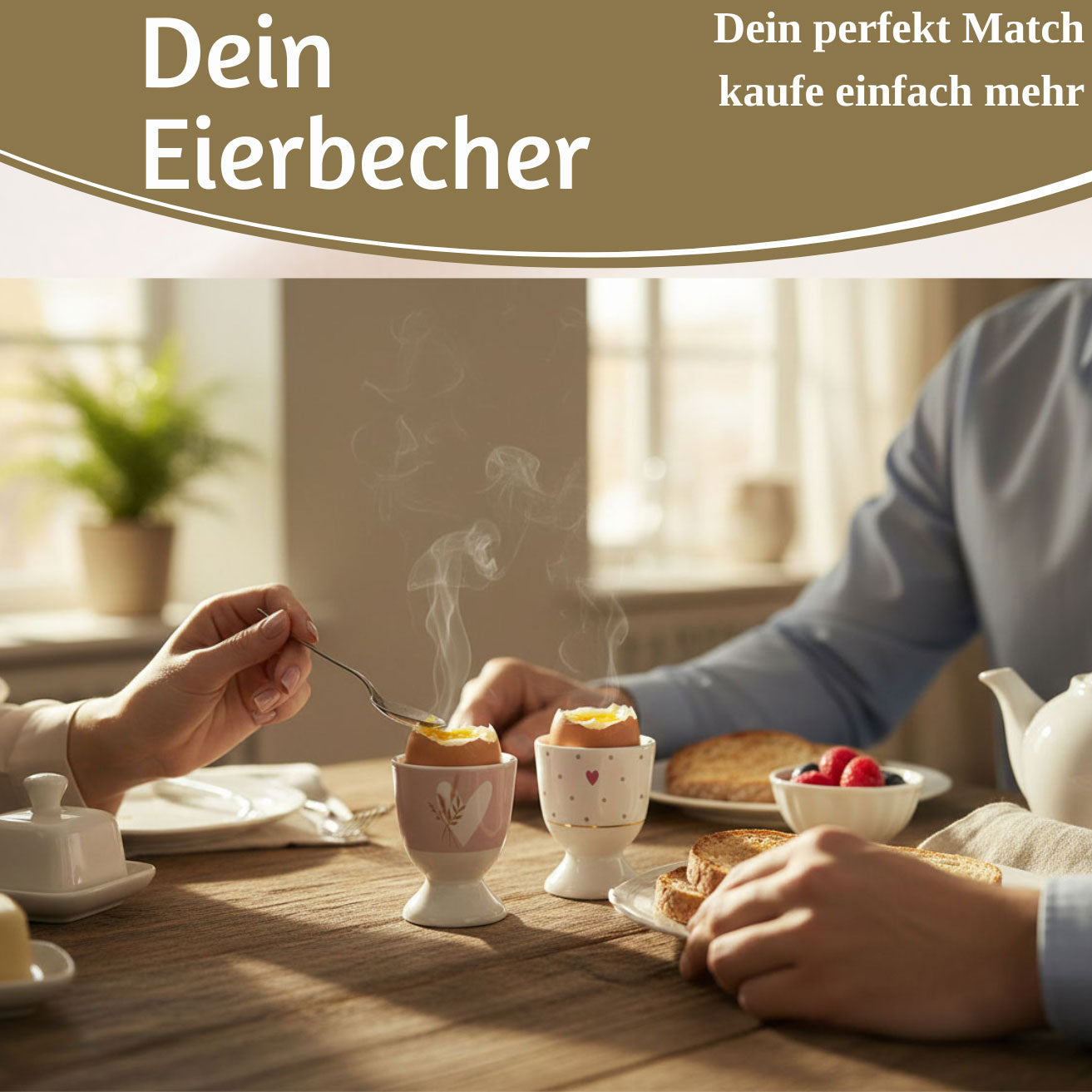 LS-LebenStil Gute Laune Eierbecher Herz Porzellan Echt-Gold 6x5cm