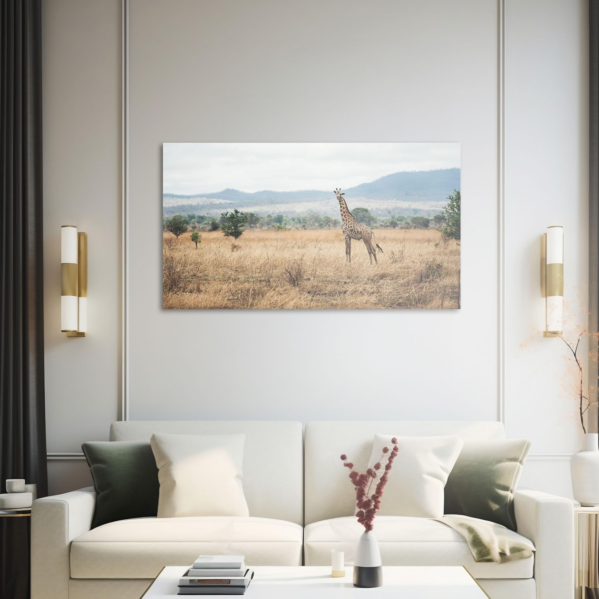 Hustling Sharks Wandbilder Giraffe in offener Savanne Leinwand 30x40 cm