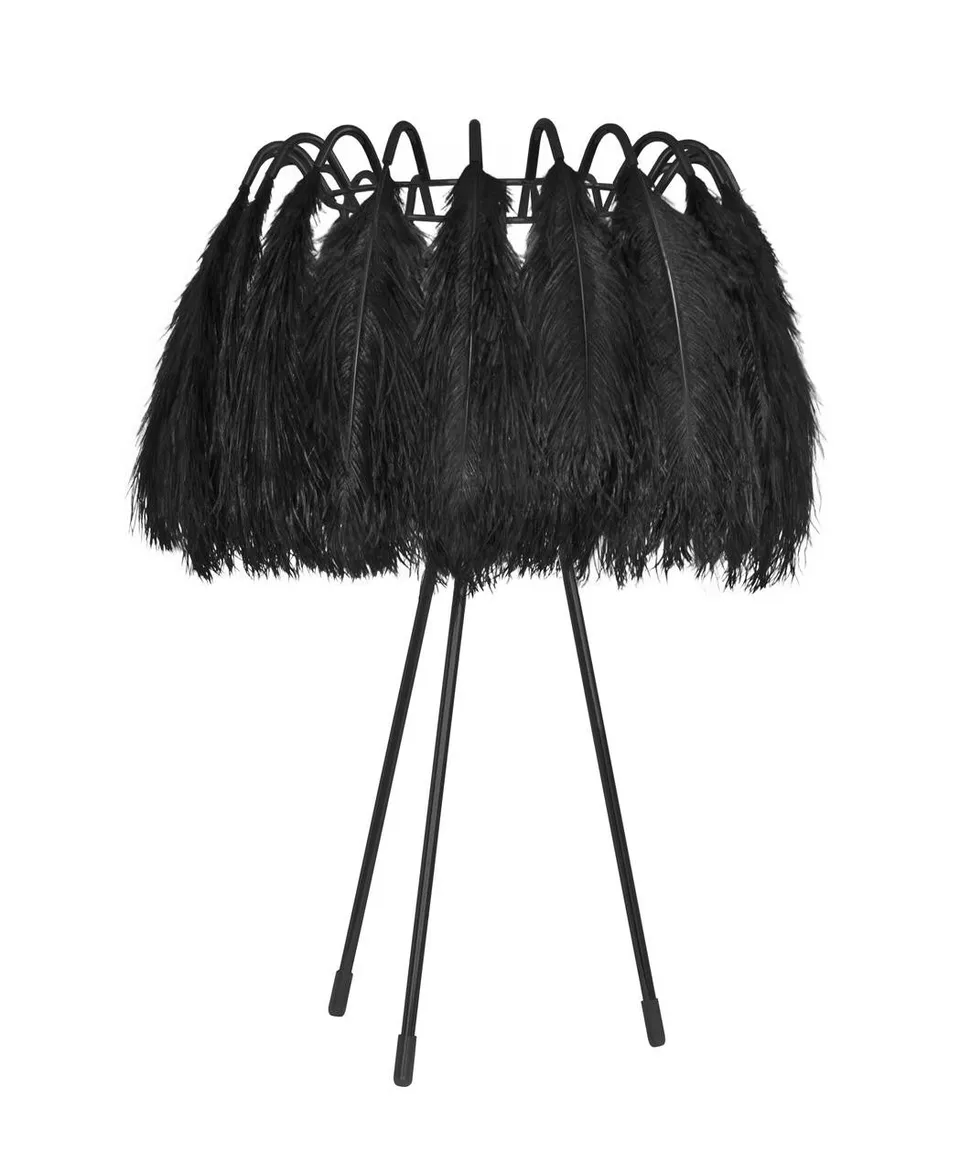 Mineheart Feather Tischleuchte Schwarz Federn