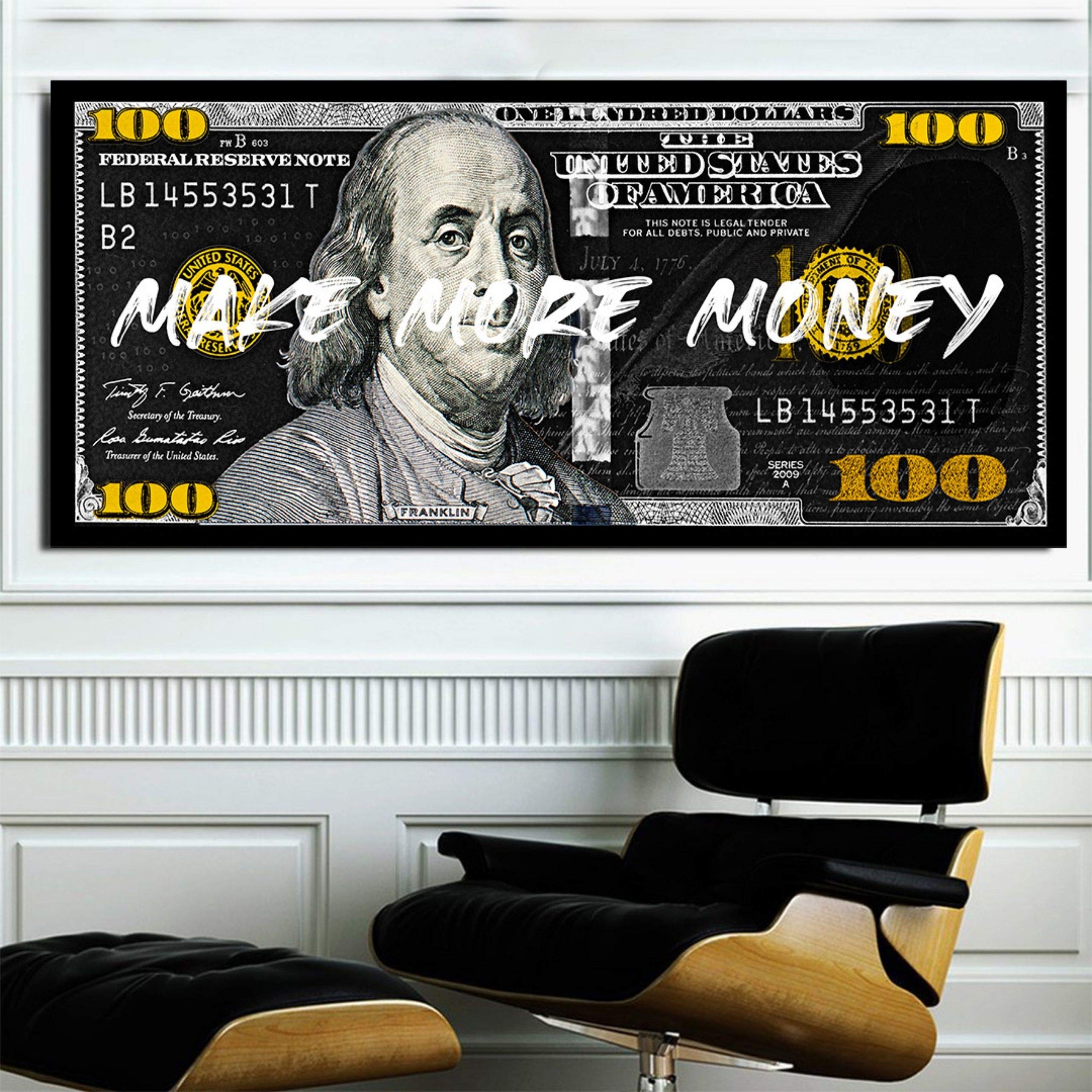 Hustling Sharks Make More Money Leinwandbild 60x30cm Büro