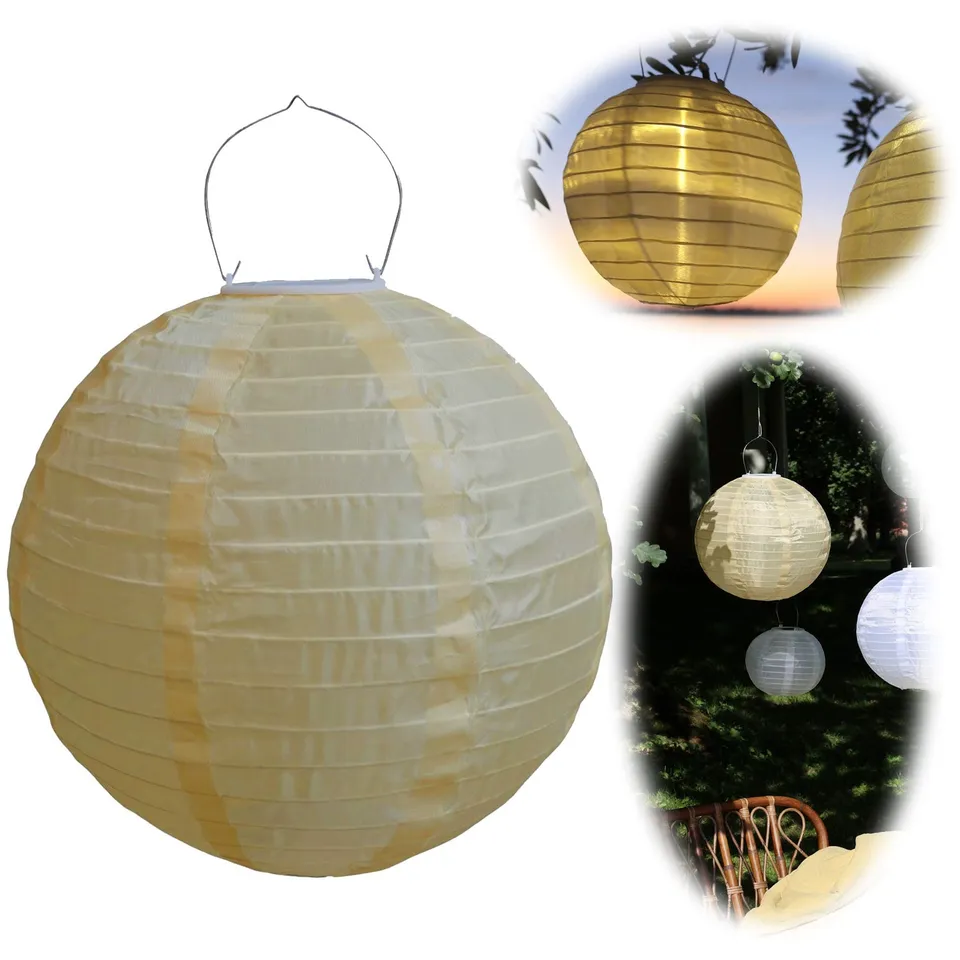 LS-LebenStil Solar LED Lampion Gelb 30cm Nylon Hängelampe