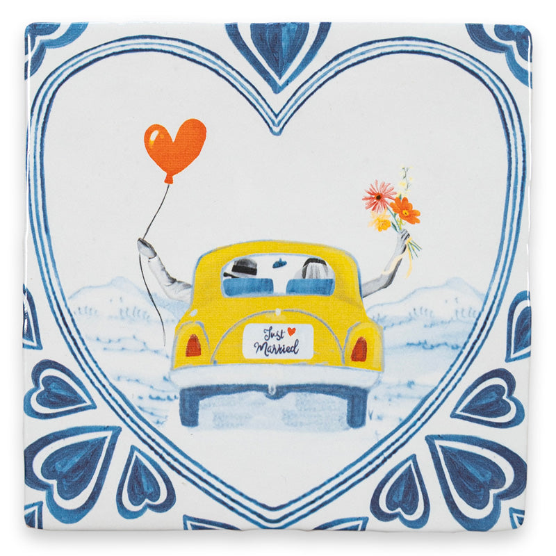Storytiles Delft Blue Just married off we go Wandfliese S 10x10 cm