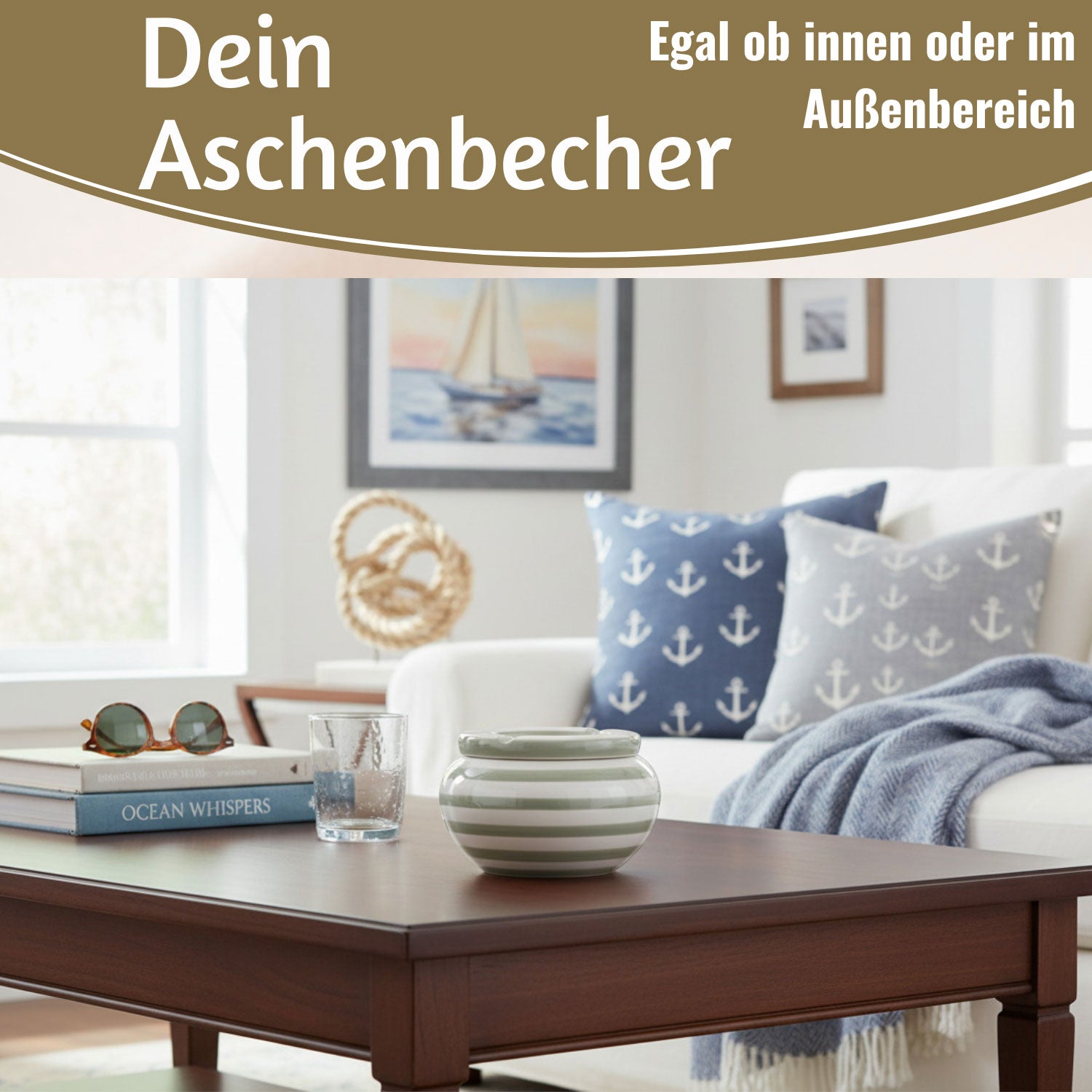 LS-LebenStil XL Sturmaschenbecher Grau Weiß 14x9cm