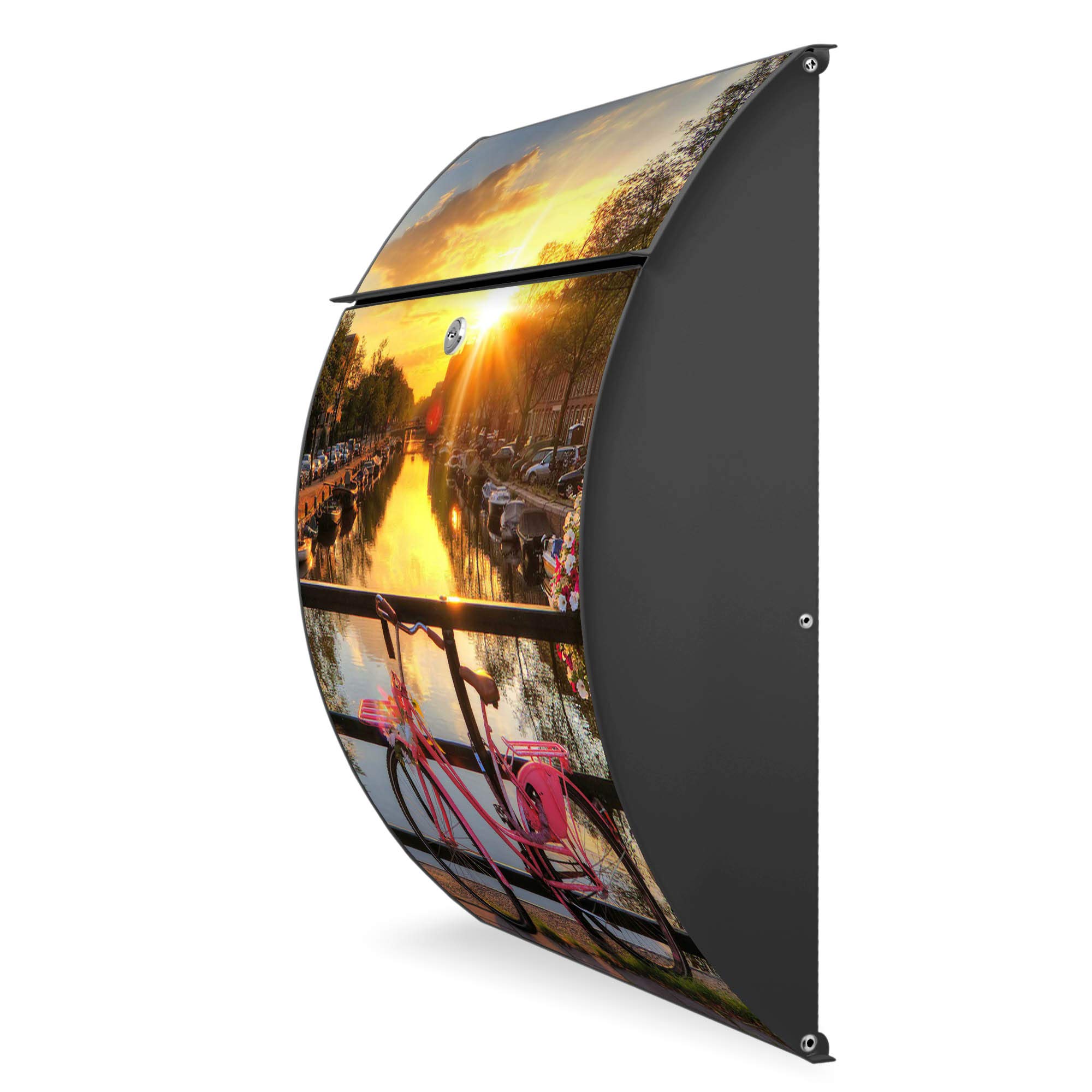 Banjado Riviera 46x33,5x13cm Briefkasten Anthrazit Amsterdam Mit Rad