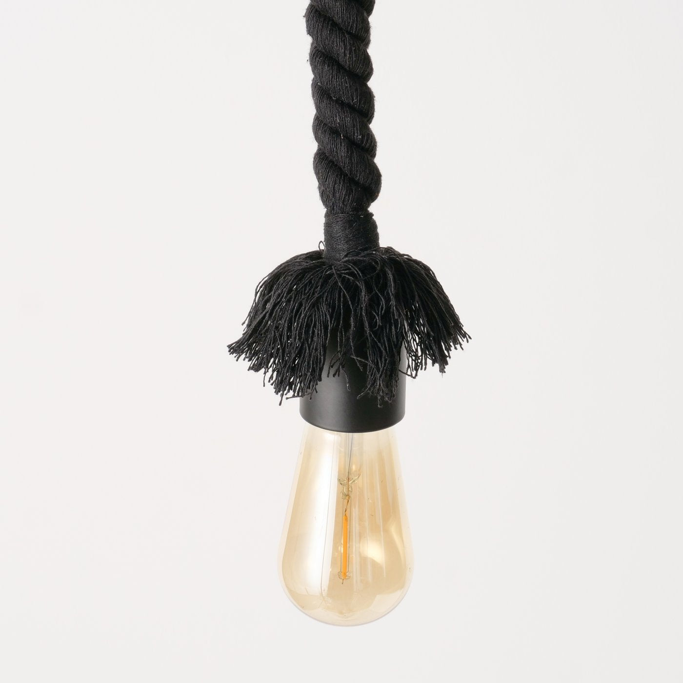 LS-LebenStil Möbel & Wohnen Pendelleuchte 300cm Schwarz Sisal-Seil
