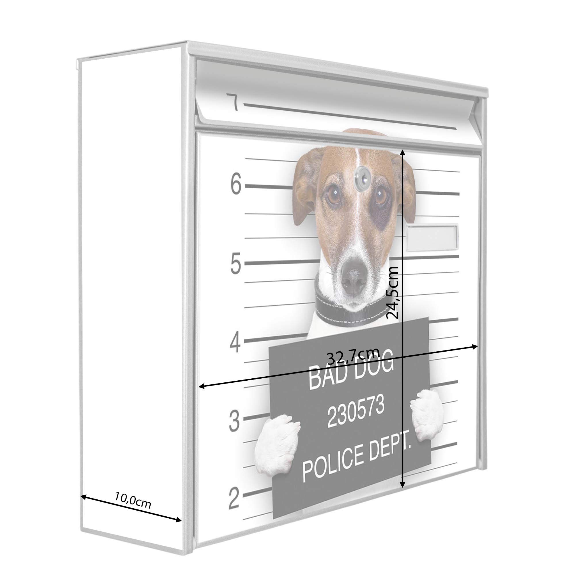 Banjado Briefkasten Burg-Wächter 32x36cm Bad Dog Silber