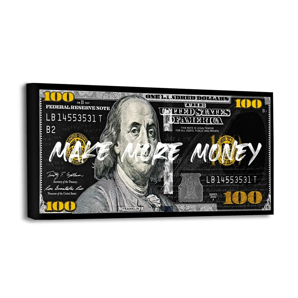 Hustling Sharks Make More Money Leinwandbild 60x30cm Büro