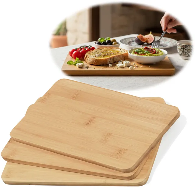 LS-LebenStil Frühstücksbrett Bambus 22x14cm 3er Set braun