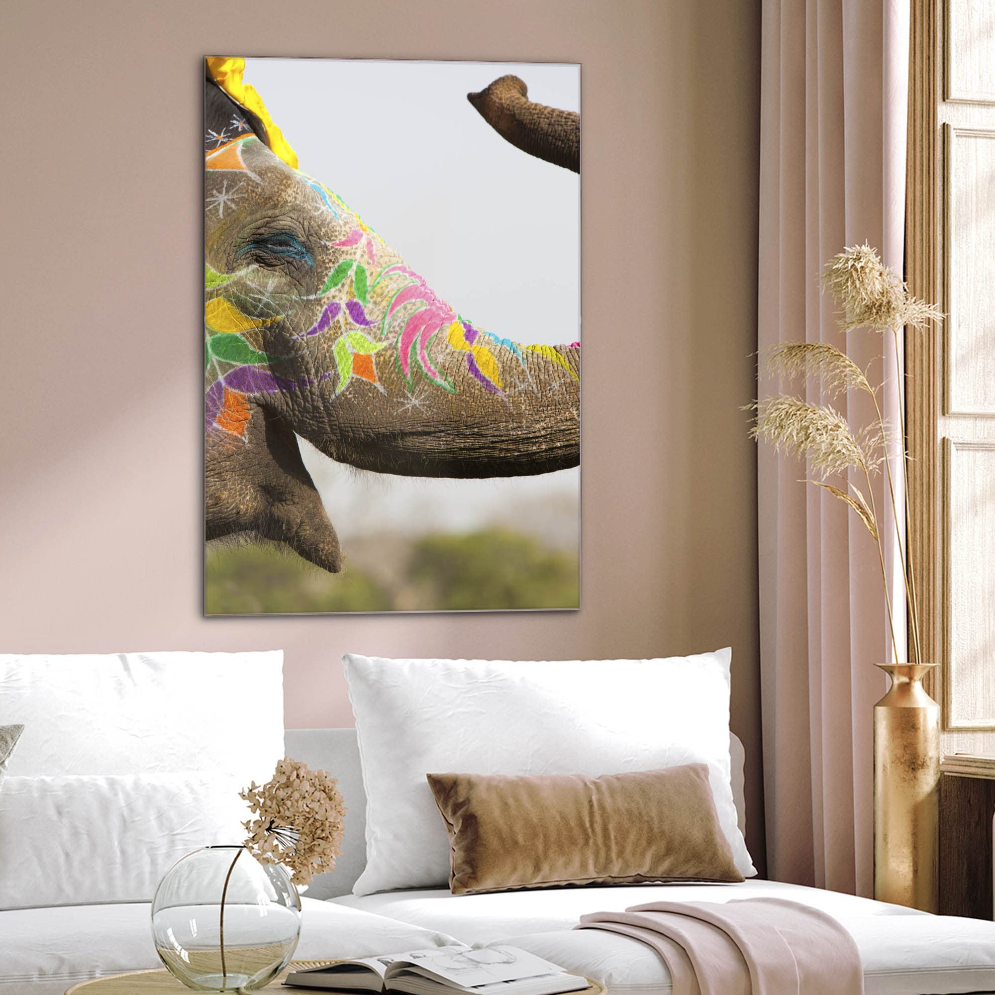 Banjado Magnettafel Glas 40x60cm Pinnwand Indischer Elephant Tier
