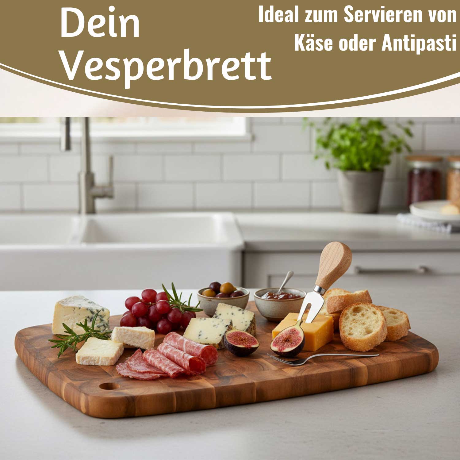 LS-LebenStil Küche & Haushalt Schneidebrett Akazie 40cm Stirnholz