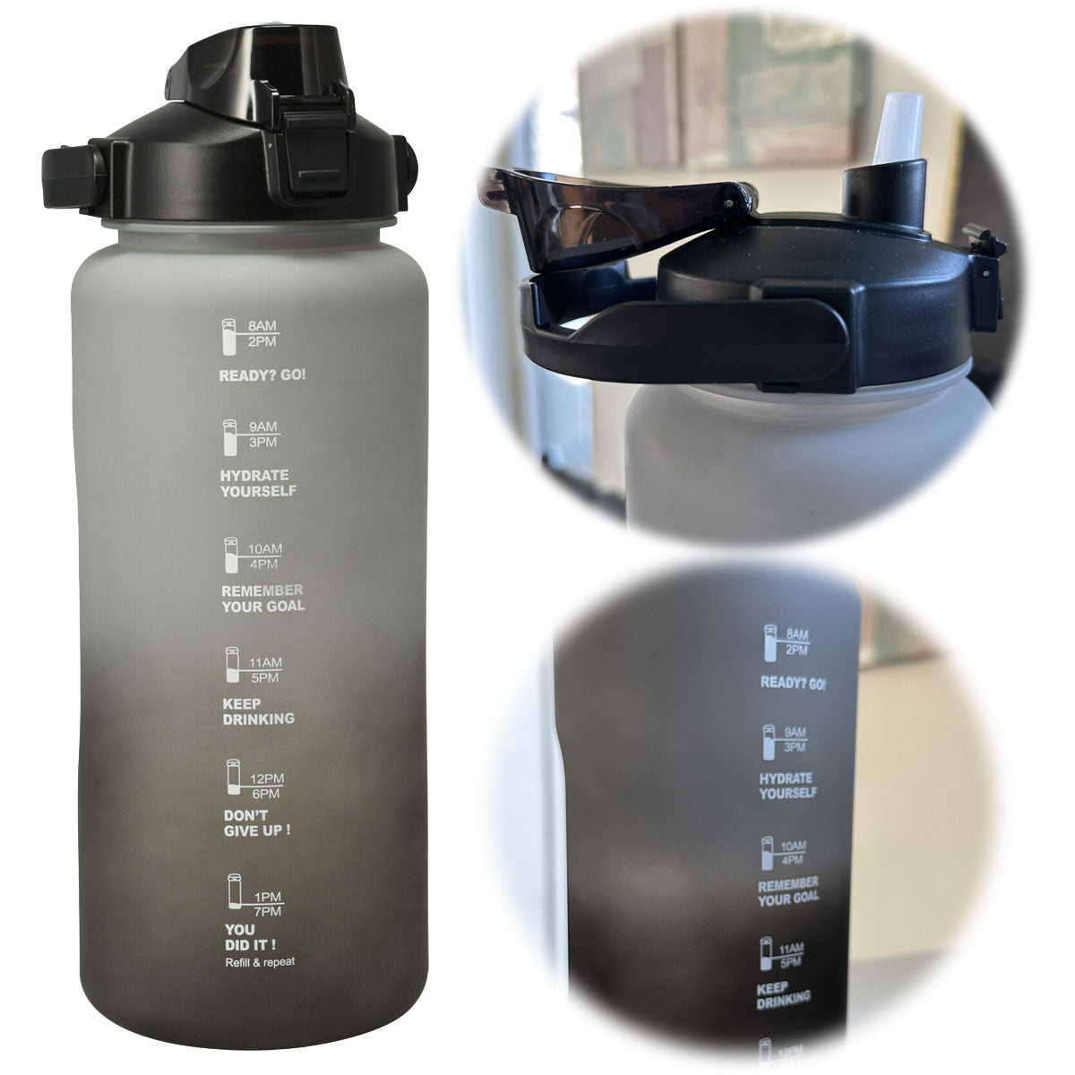 LS-LebenStil Sportflasche 2000ml grau Tritan auslaufsicher