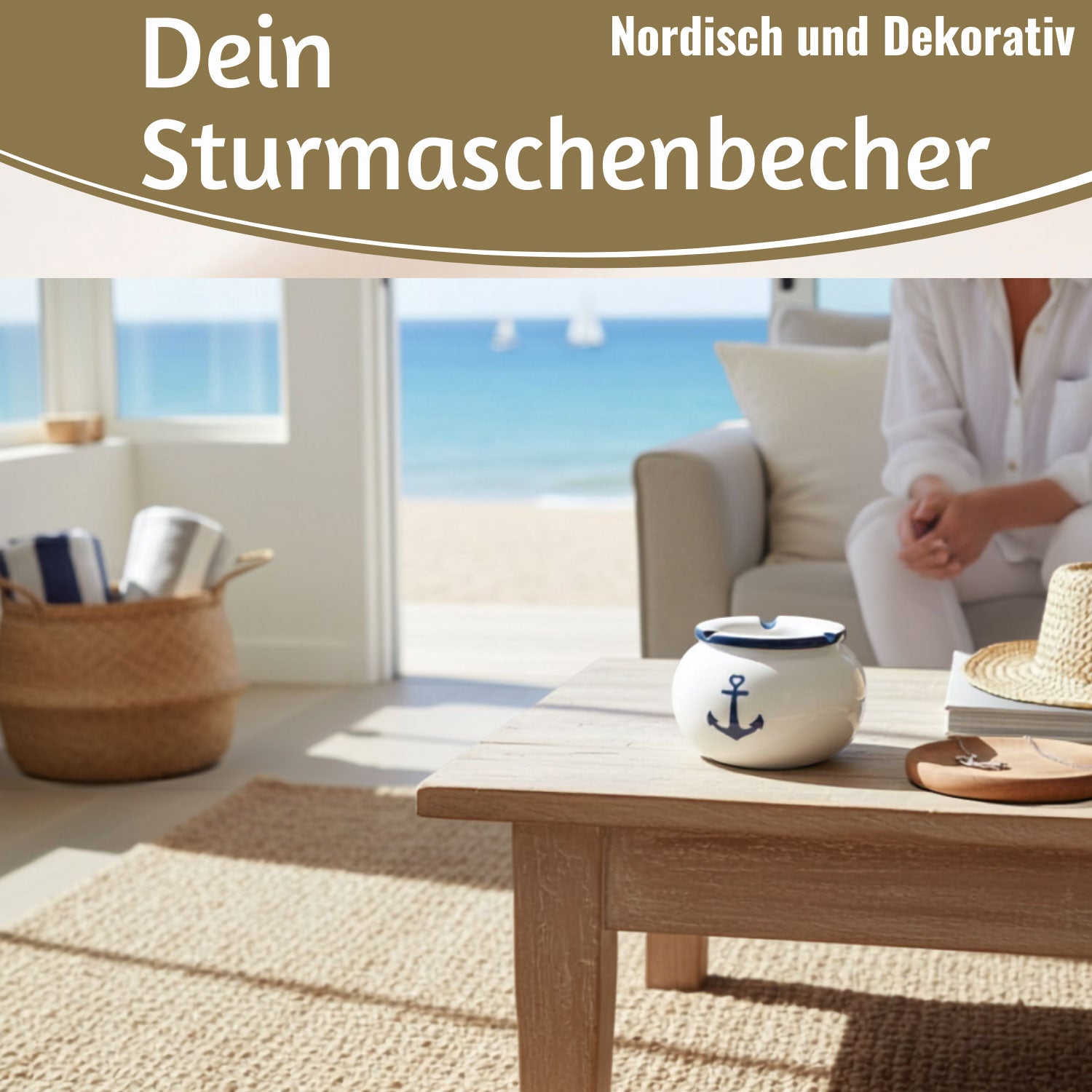 LS-LebenStil Küche & Haushalt Anker Sturmaschenbecher Keramik 10cm