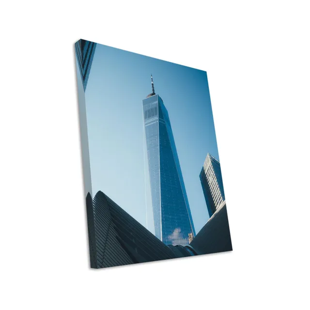 Hustling Sharks Turm aus Glas im klaren Himmel Wandbild 40x30