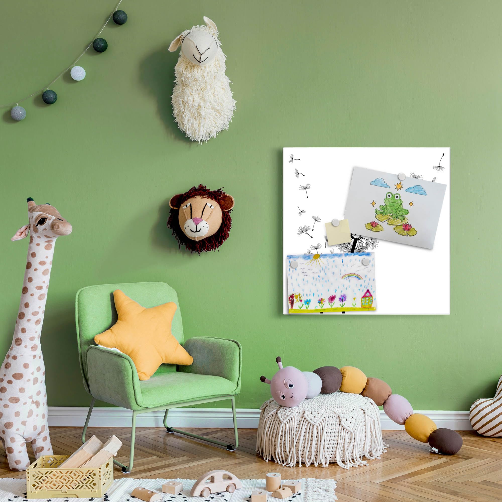 Banjado Magnettafel Pusteblume 2 Magnetwand 50x50cm beschreibbar