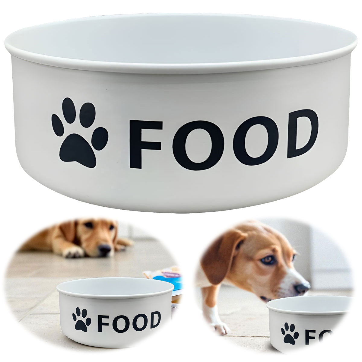 LS-LebenStil Vintage Hundenapf Emaille XXL 3300ml Weiß