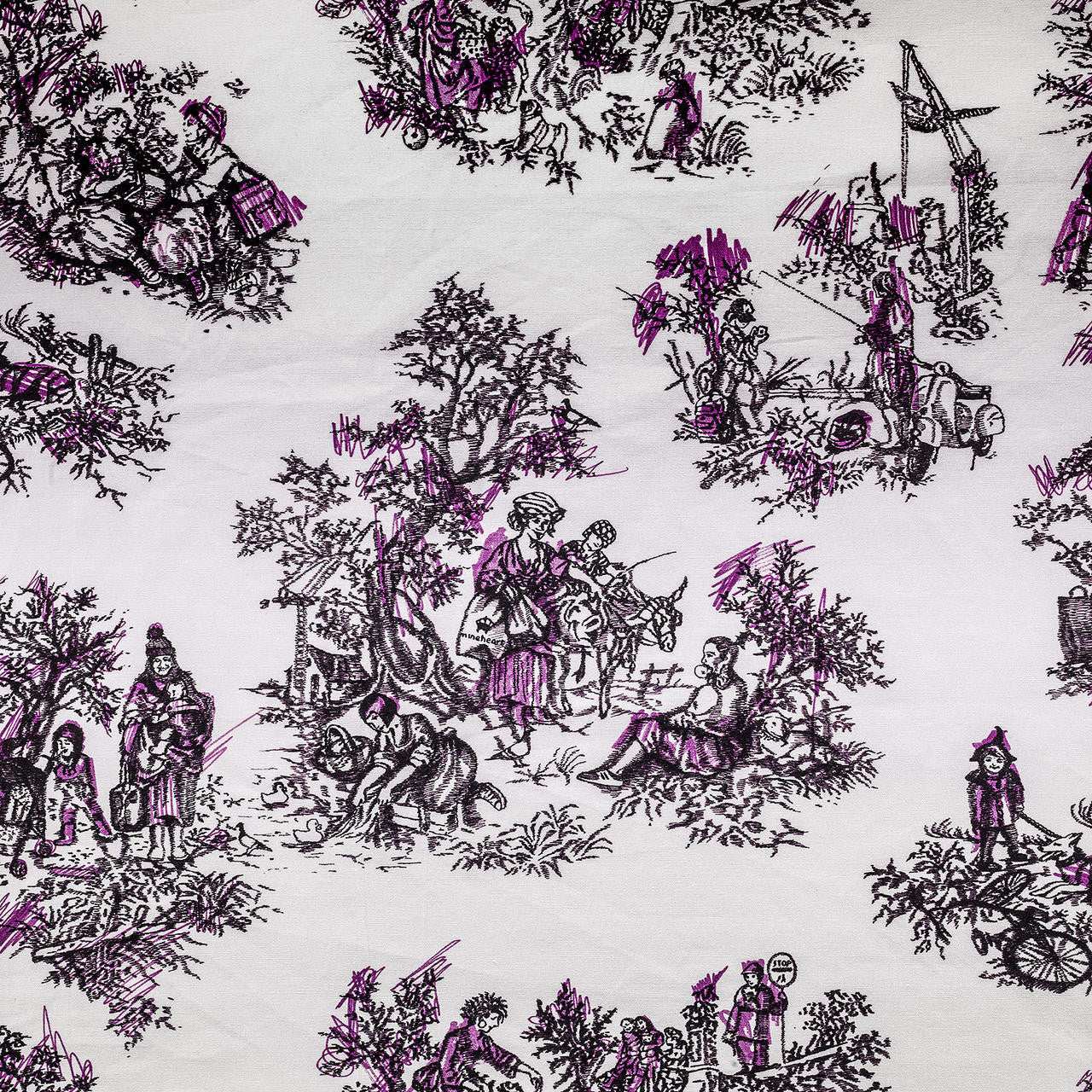 Mineheart Fashion Once Upon Our Time Stoff Weiß Pink Toile 150cm