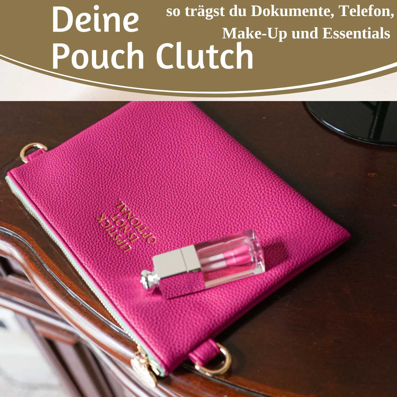 Mimi's Glow Clutch Lia Pink 22cm PU-Leder Handtasche