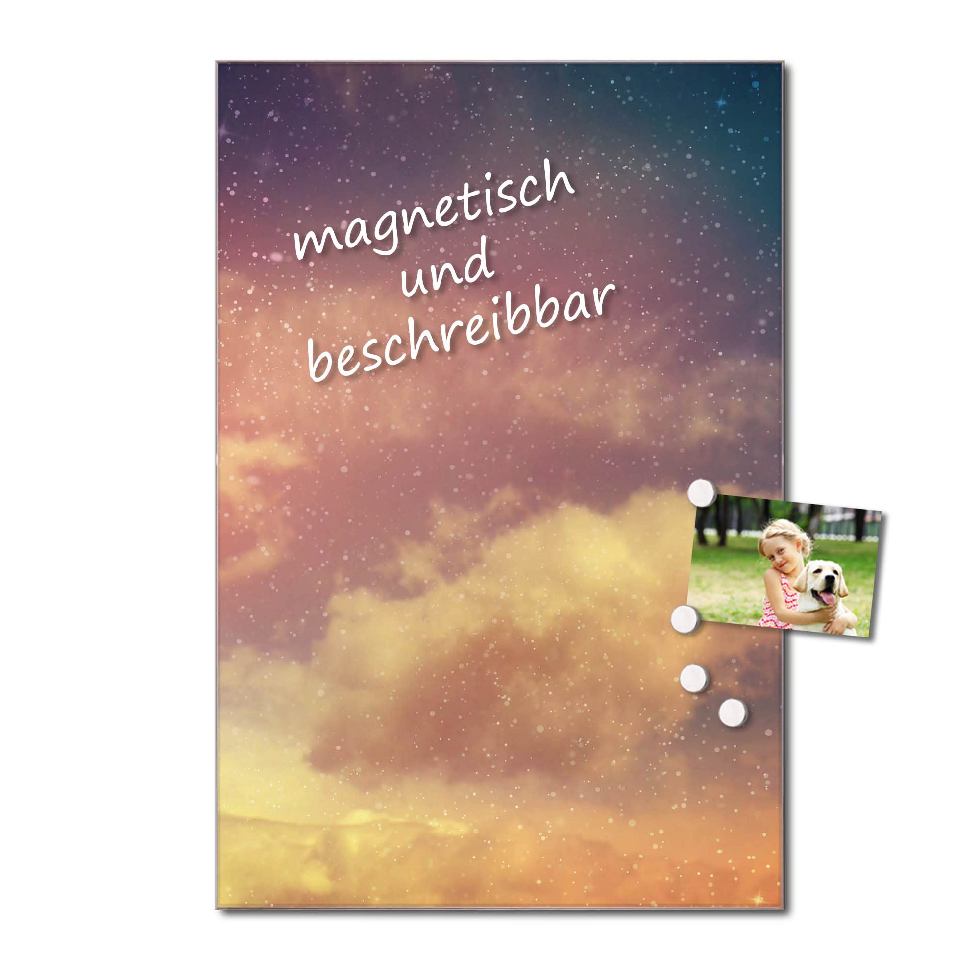 Banjado Magnettafel Glas 60x40cm Sternenhimmel Wolken