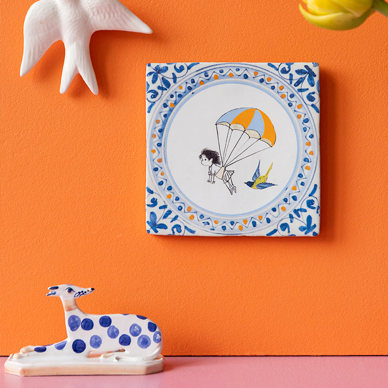 Storytiles Delft Blue Droomvlucht Wandfliese Vogel 10x10 cm