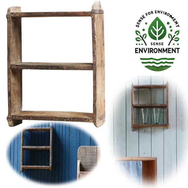 LS-LebenStil Küche & Haushalt Wandregal Holz 31x25cm Braun Ziegelform