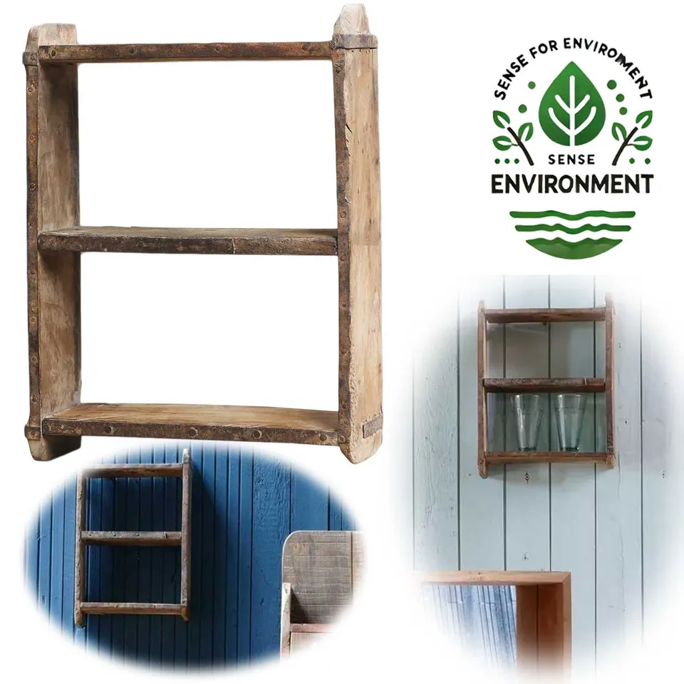 LS-LebenStil Küche & Haushalt Wandregal Holz 31x25cm Braun Ziegelform