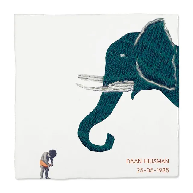 Storytiles Delft Blue Zo groot als jij Elefant Baby Fliese S 10x10 cm