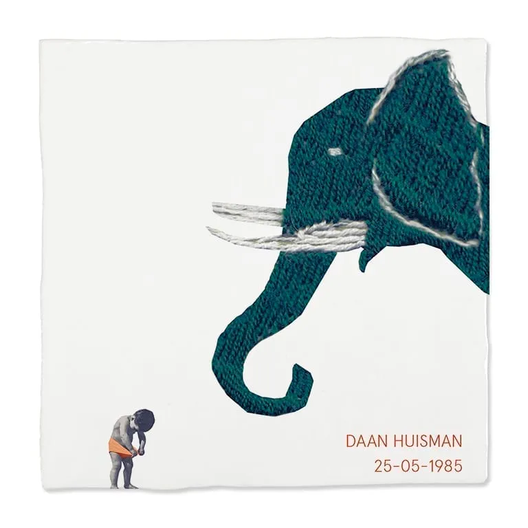 Storytiles Delft Blue Zo groot als jij Elefant Baby Fliese S 10x10 cm
