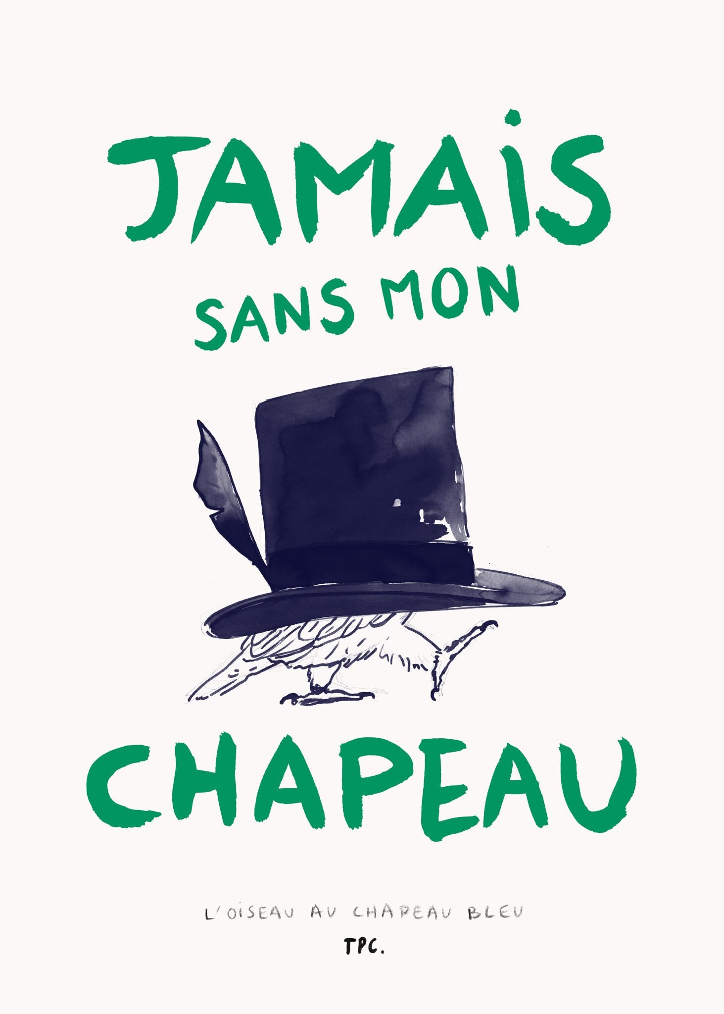 The Poster Club Art Prints L'Oiseau au Chapeau Bleu Poster A4 grün