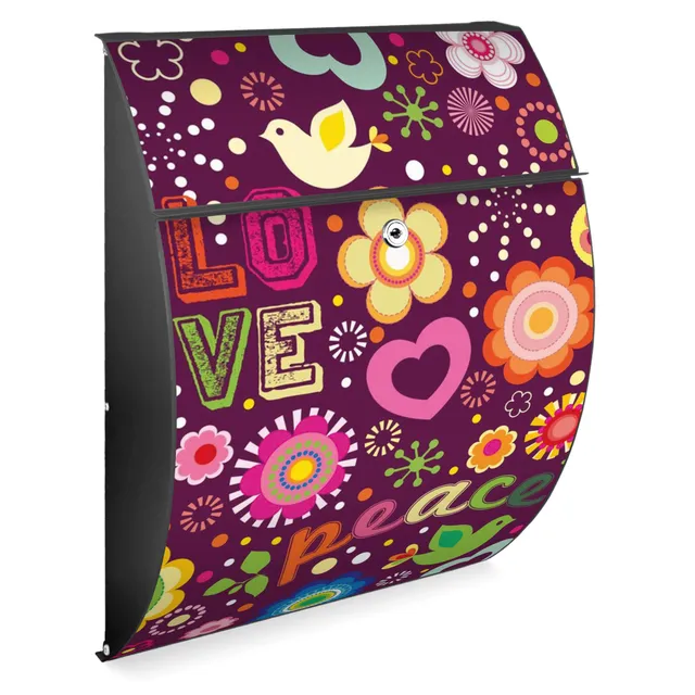 Banjado Riviera Briefkasten Anthrazit Love and Peace A4