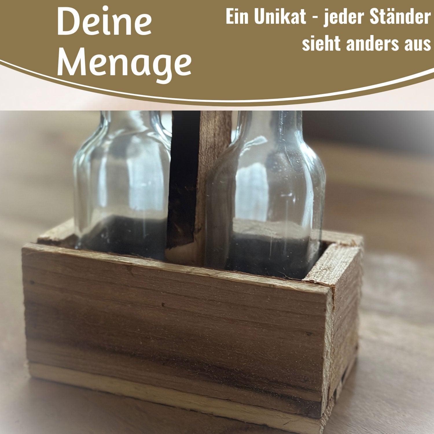 LS-LebenStil Küche & Haushalt Holz Menage Ölspender 2x 200ml