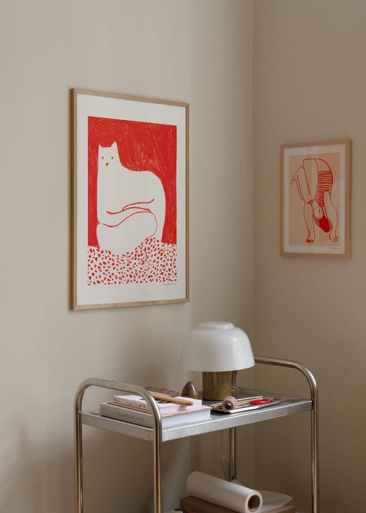 The Poster Club Art Prints Cat in Red Poster A4 rot