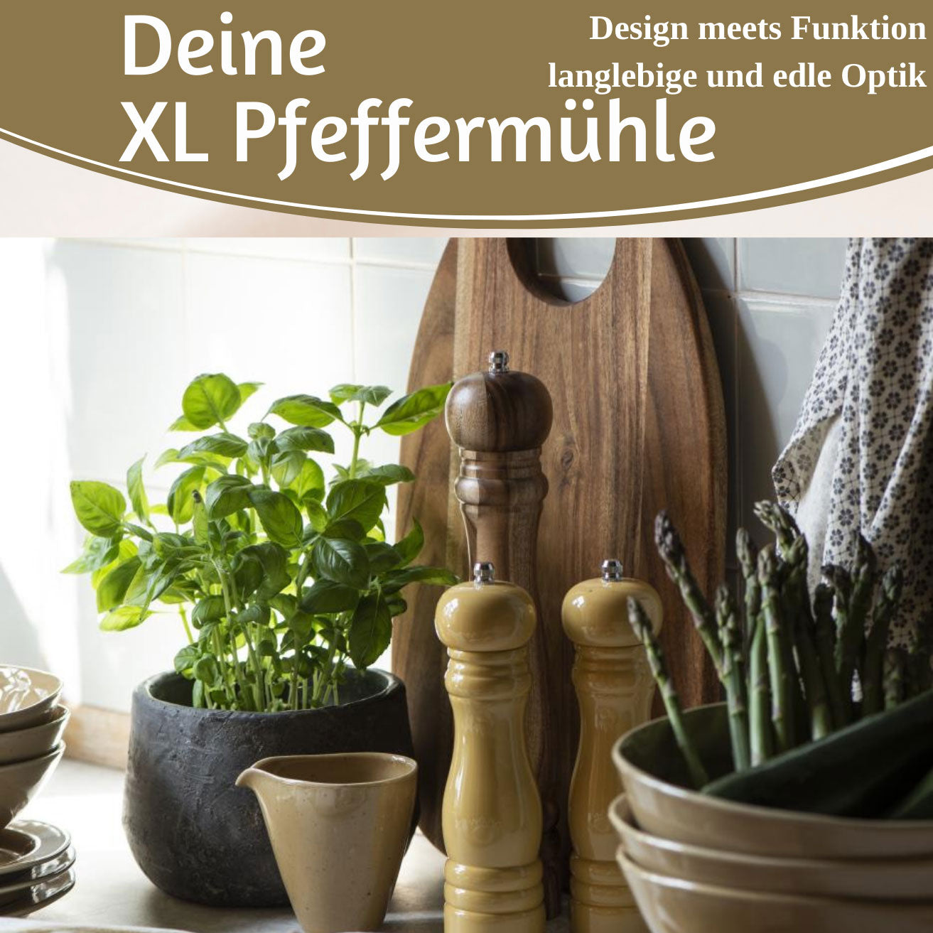 LS-LebenStil Design XL Salzmühle Pfeffermühle Akazie 32cm