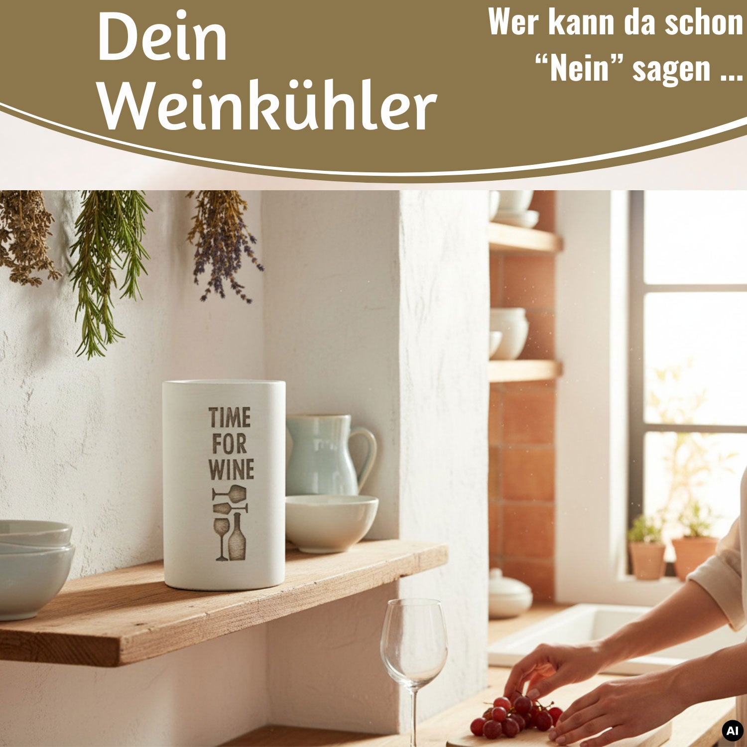 LS-LebenStil Time for Wein Weinkühler Beton grau 21 cm