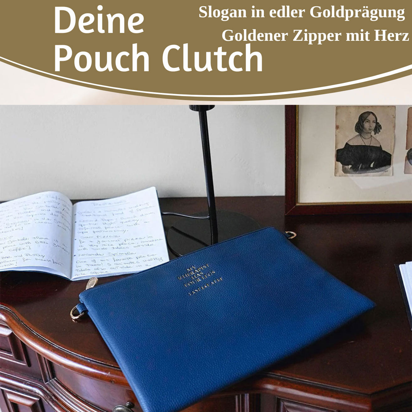 LS-LebenStil Shopper & Taschen Stella Navy Blau XL Clutch 30cm