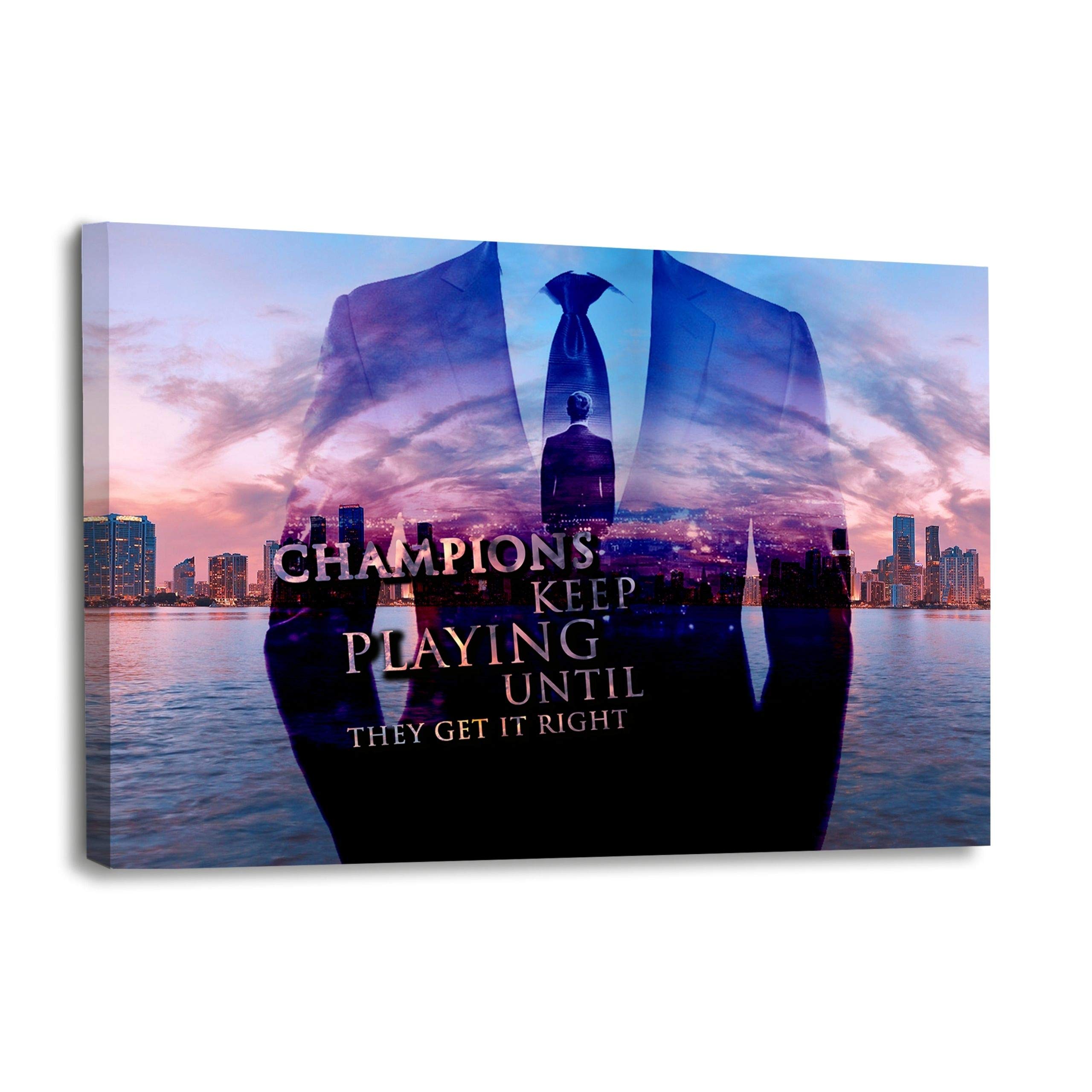Hustling Sharks The Champion Leinwandbild 45x30cm Motivation