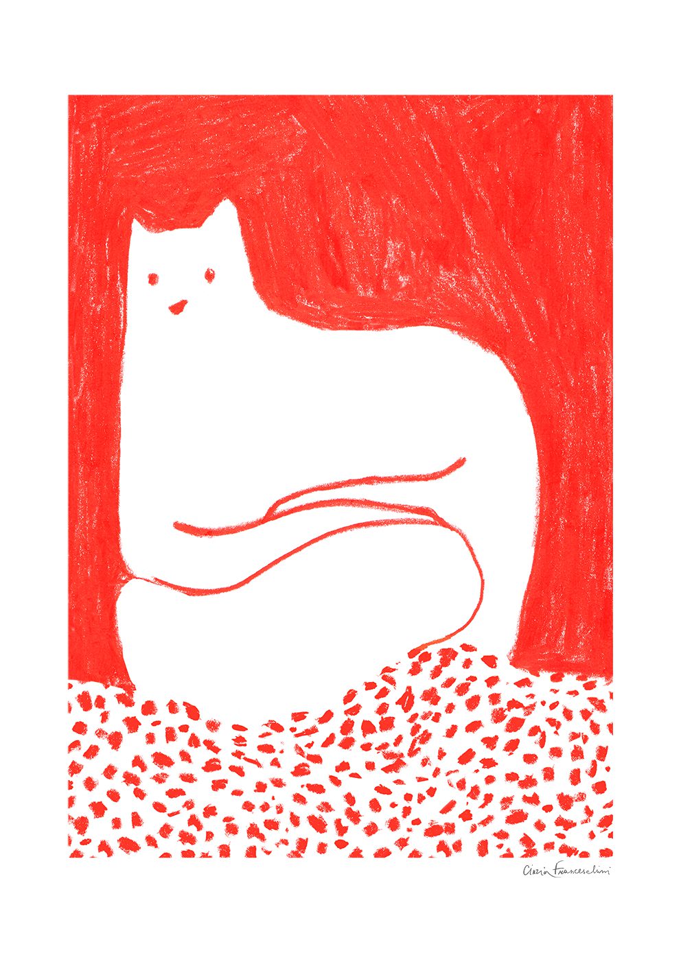 The Poster Club Art Prints Cat in Red Poster A4 rot