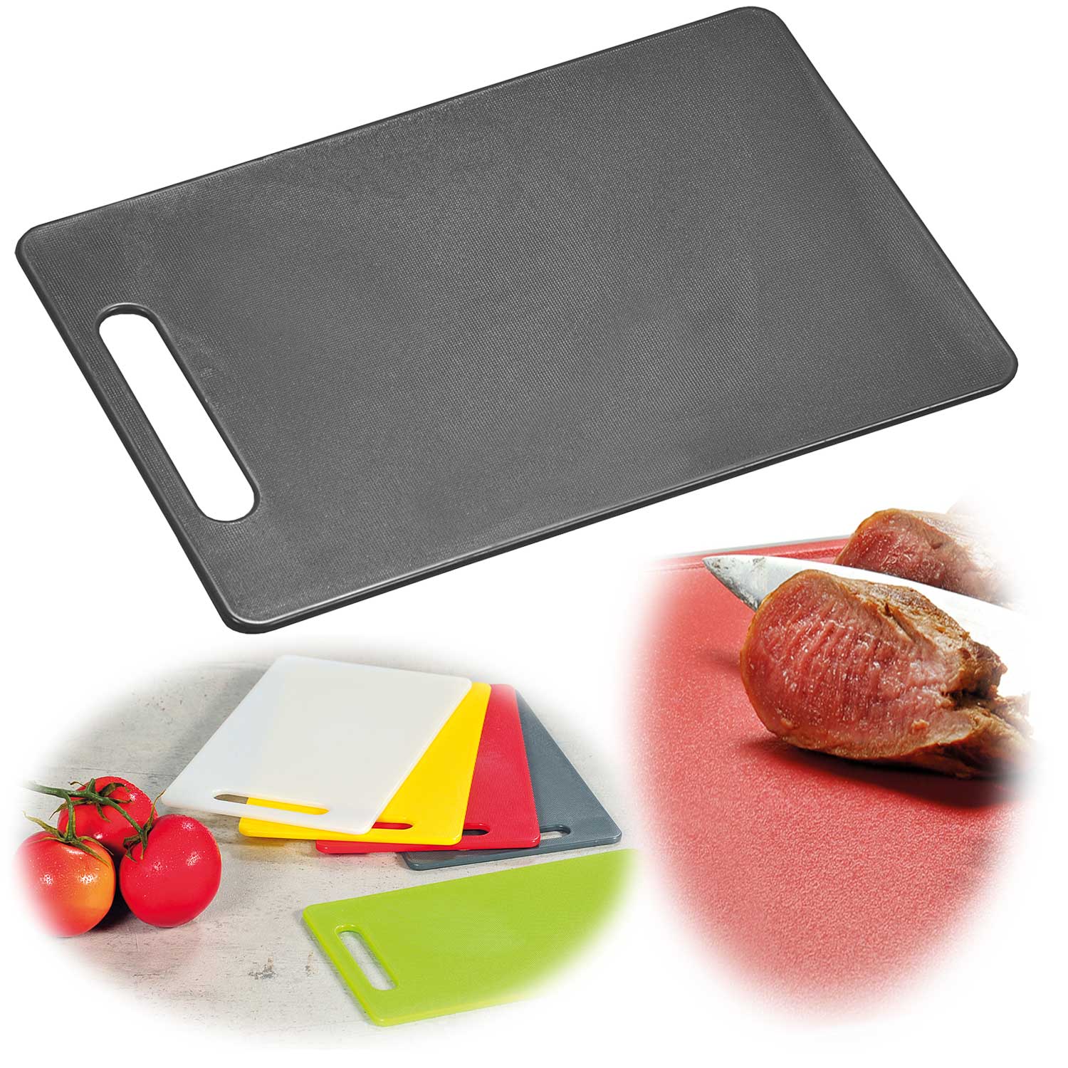 LS-LebenStil Küche & Haushalt Schneidebrett 34cm Grau Kunststoff