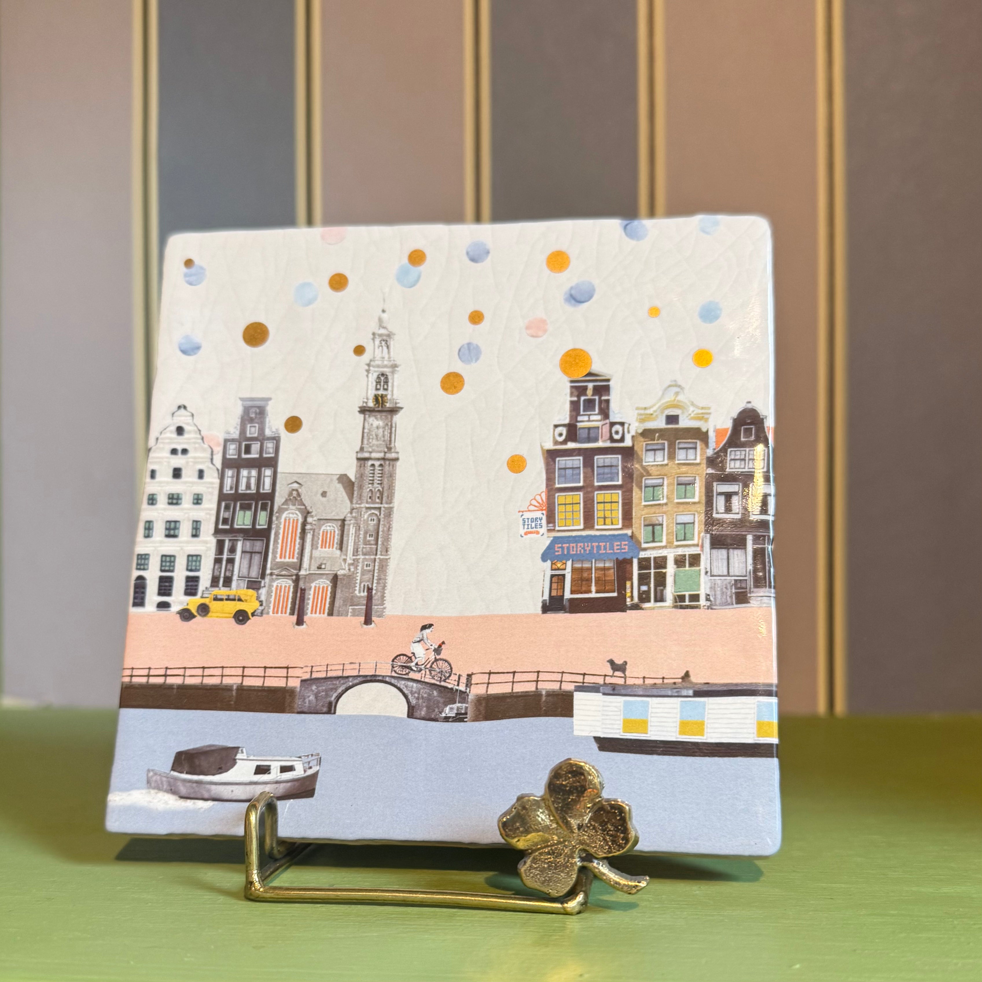 Storytiles Delft Blue Amsterdam Fliese 10x10 cm Gold 750