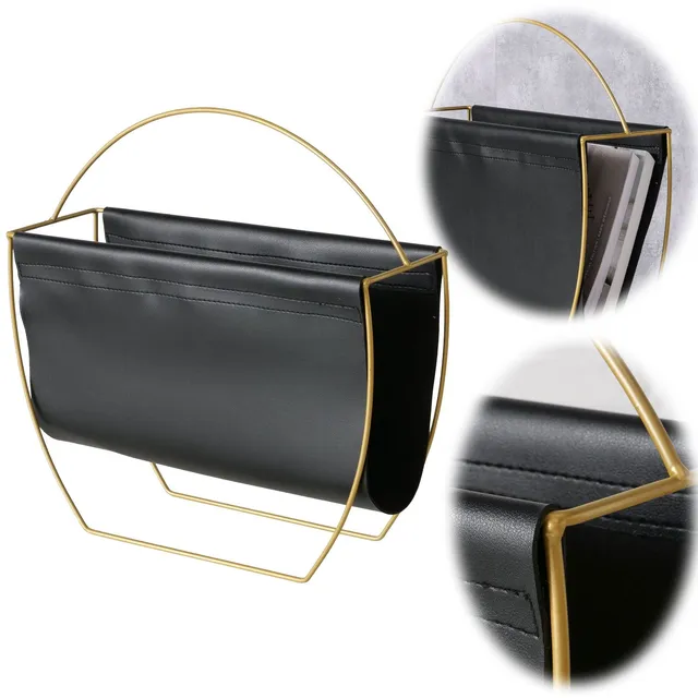 LS-LebenStil Möbel & Wohnen Magazinständer Schwarz Gold 40cm