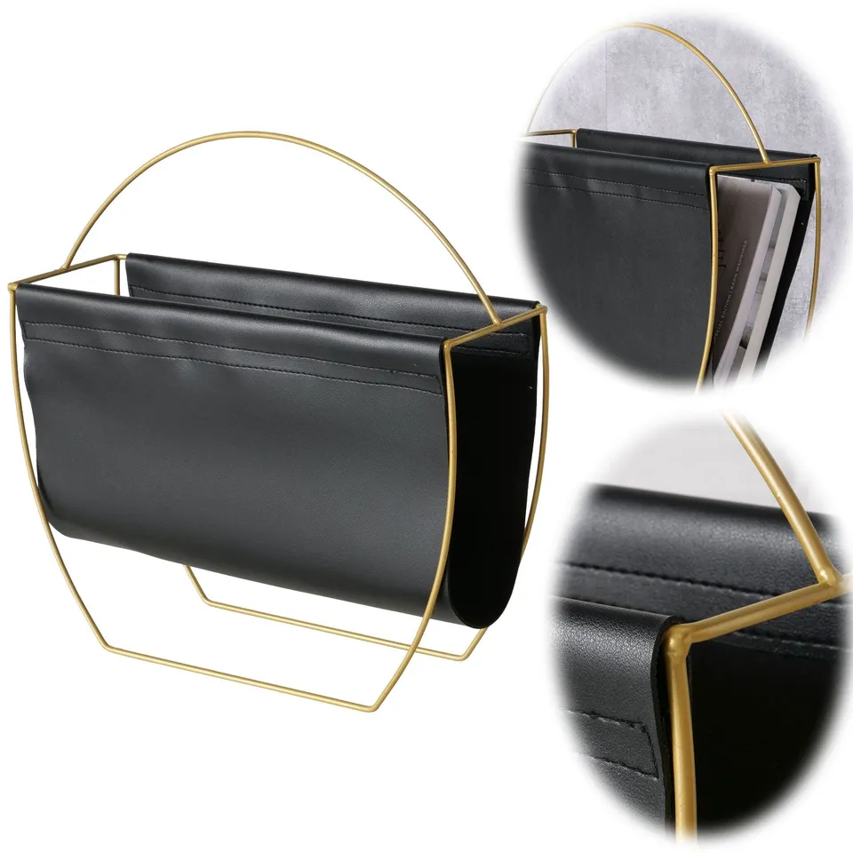 LS-LebenStil Möbel & Wohnen Magazinständer Schwarz Gold 40cm