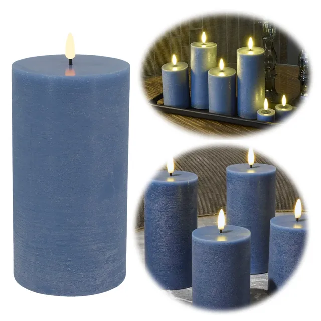 LS-LebenStil Möbel & Wohnen LED Stumpenkerze 20x10cm blau