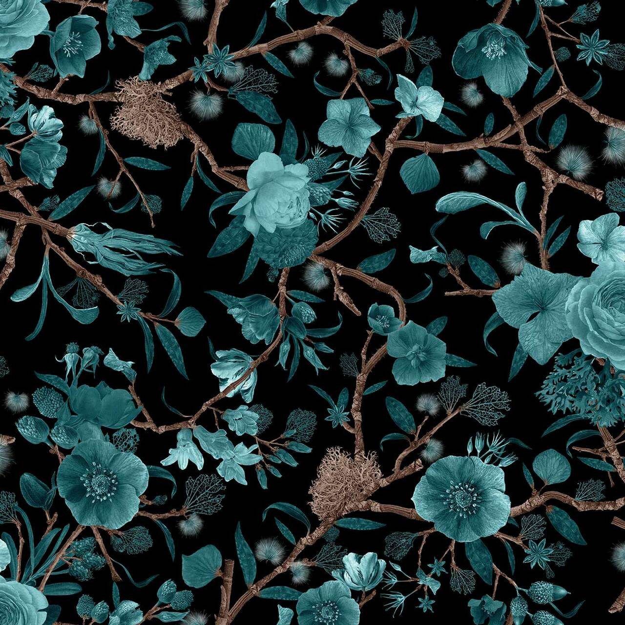 Mineheart Wallpaper Kilburn Heritage Tapete schwarz mintgrün