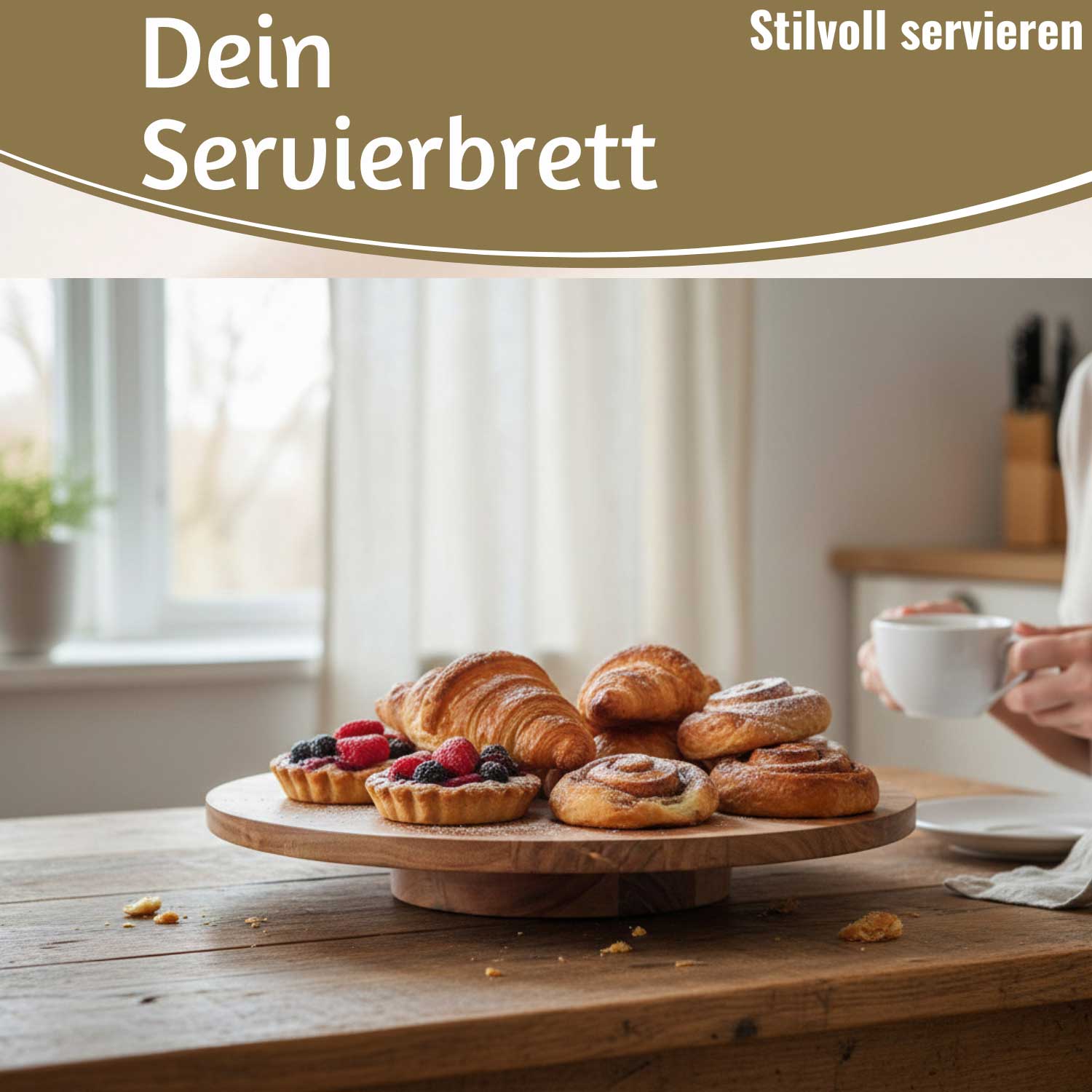 LS-LebenStil Küche & Haushalt Servierplatte Akazie drehbar 37cm