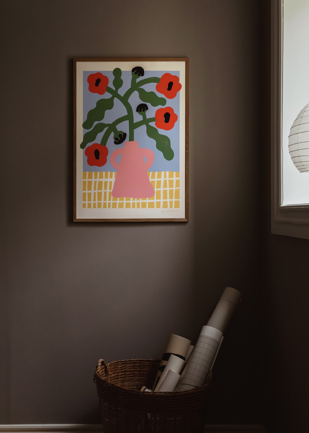 The Poster Club Art Prints Red Poppies in Pink Vase Poster 30x40 cm rot