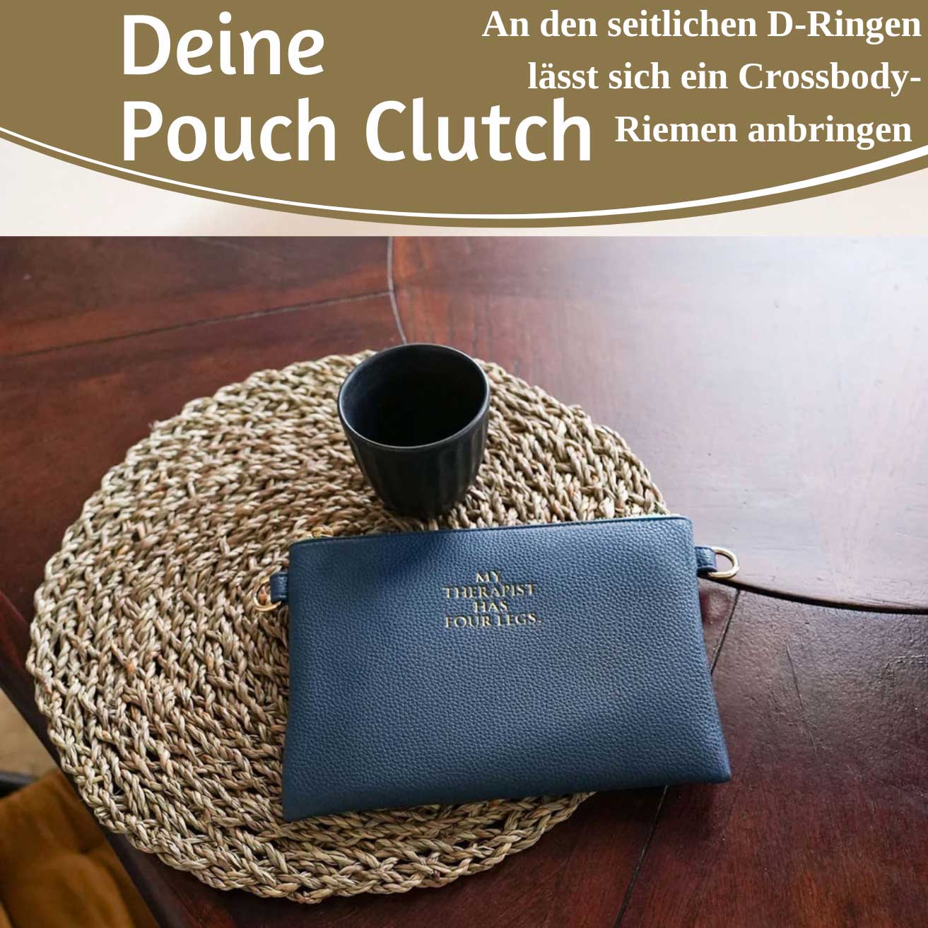 LS-LebenStil Lia Clutch Navy Blau 22cm PU-Leder