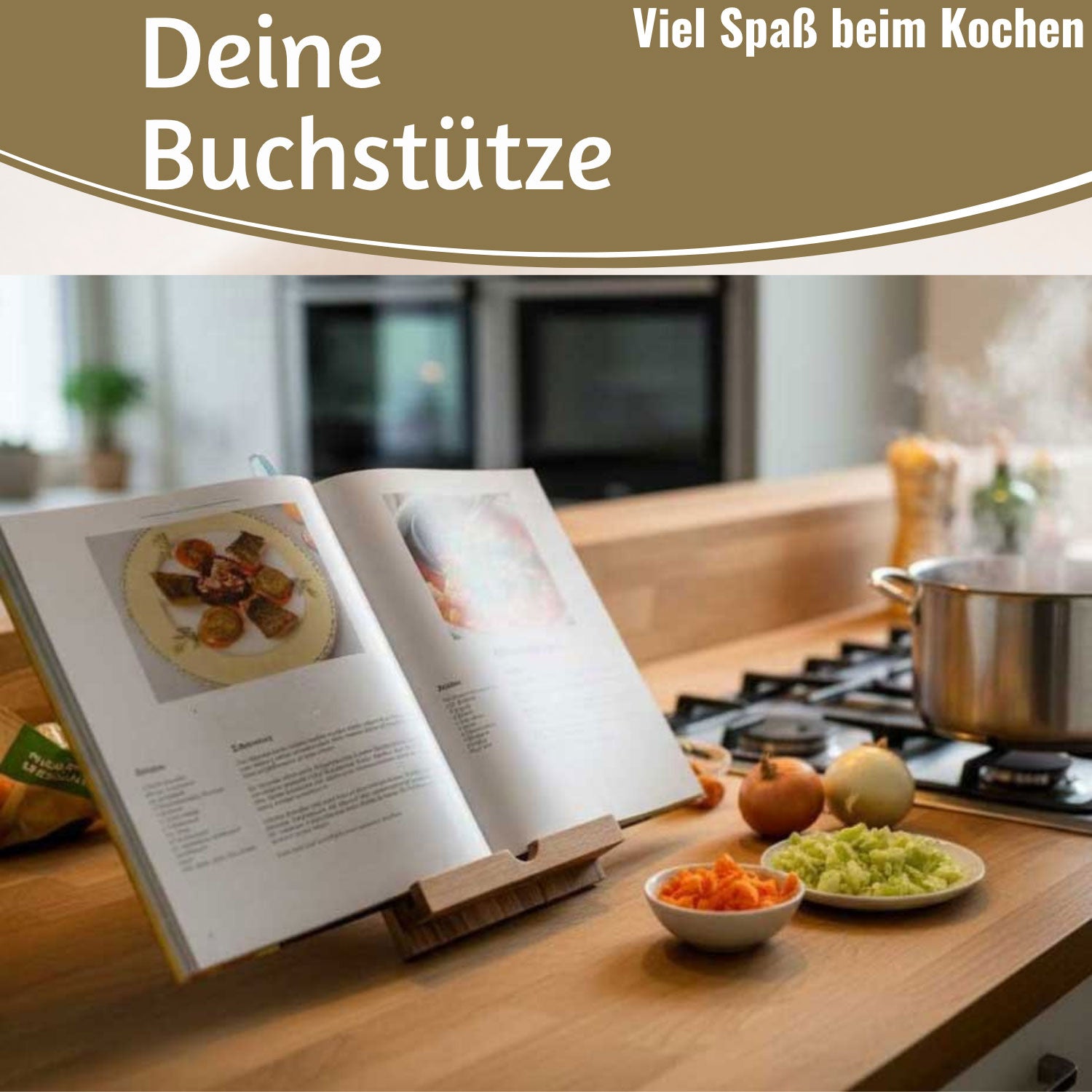LS-LebenStil Kochbuchhalter Bambus 23x18cm braun klappbar